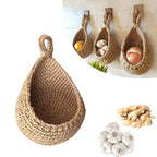 Paniers Suspendus en Fil Jute - Rangement Mural pour Fruits, Légumes et Articles de Maison