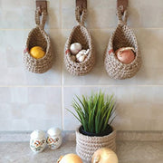 Paniers Suspendus en Fil Jute - Rangement Mural pour Fruits, Légumes et Articles de Maison