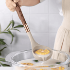 Ensemble d'Ustensiles de Cuisine en Silicone - 10 Pièces avec Manches en Bois