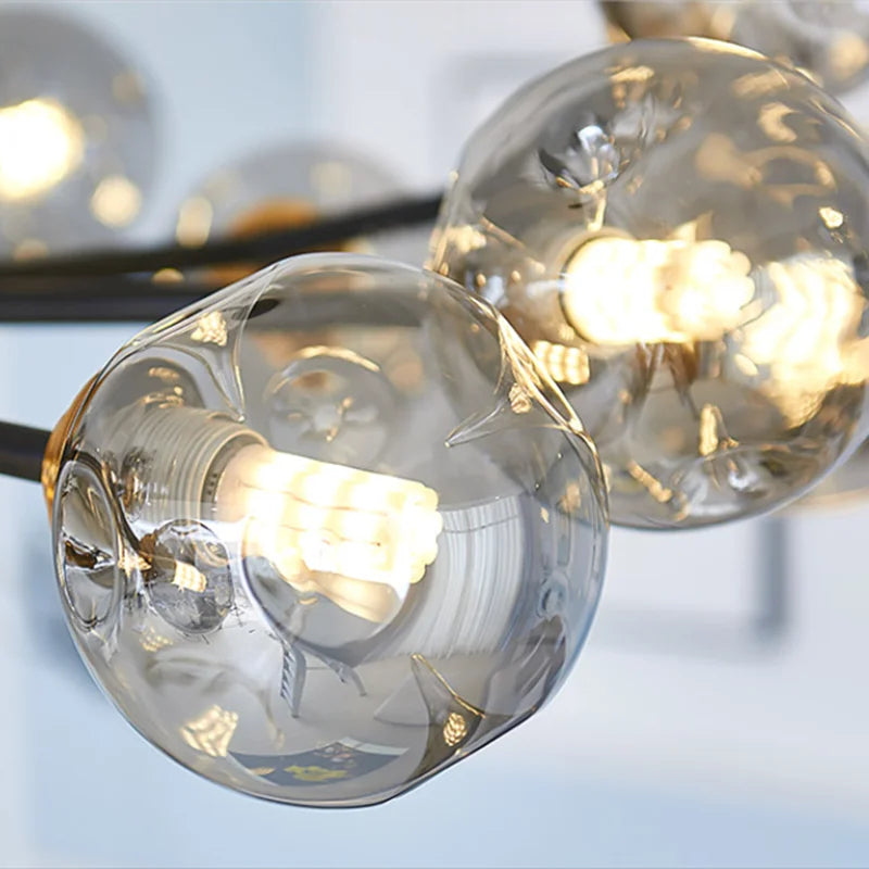 Suspension Avec Boules en Verre Brillant - Compatible LED