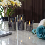 Ensemble de 3 Bougies LED - Bougies en Verre Galvanisé à Piles avec Télécommande