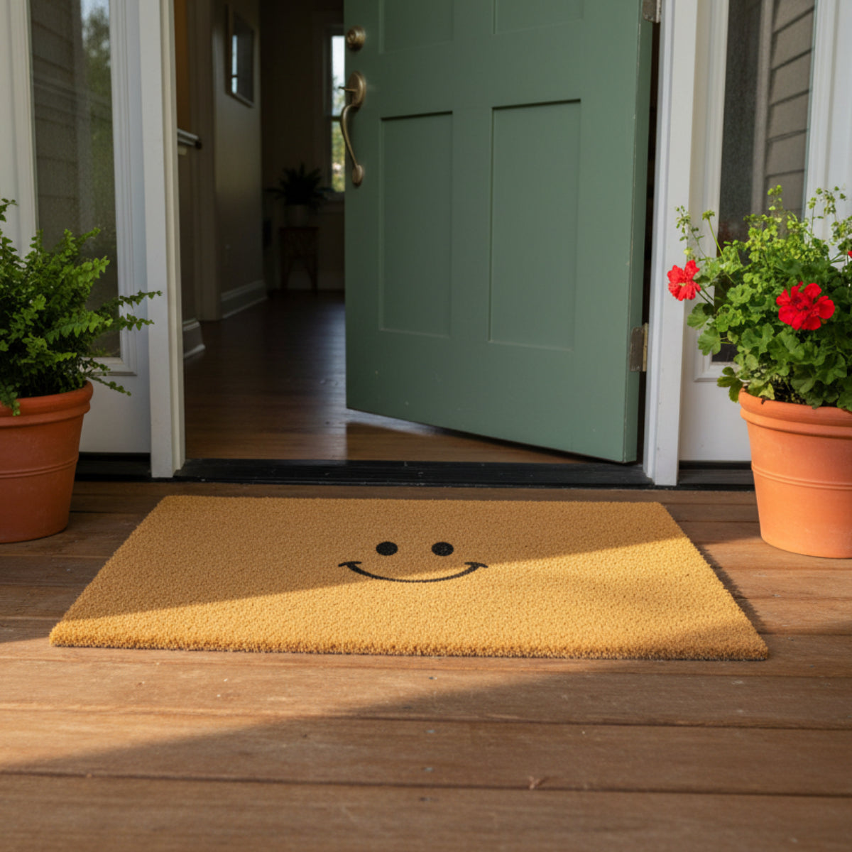 Tapis d'Entrée à Motif Illustré - Polyester avec Base en Caoutchouc