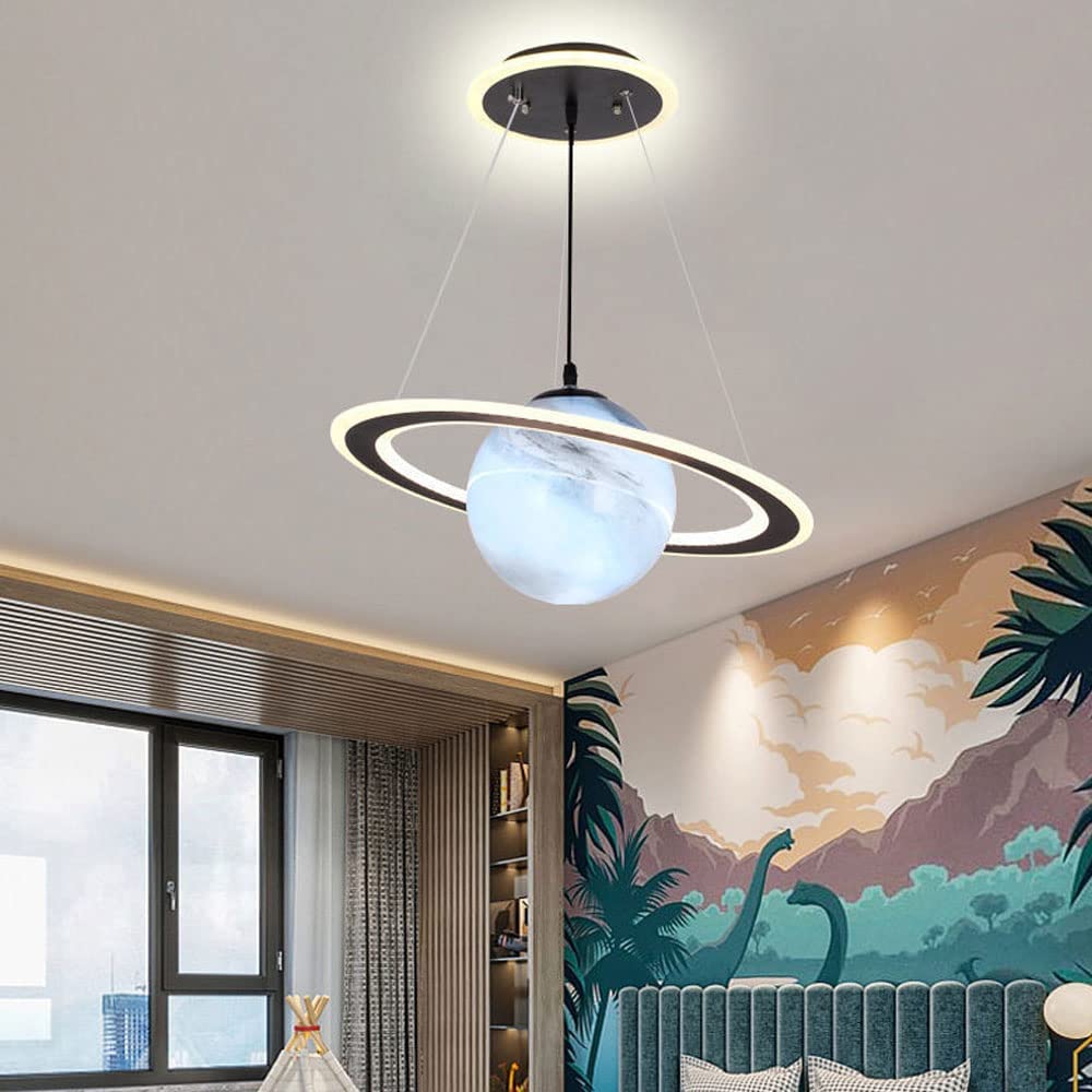 Lampe Suspendue à Motif Planète - Luminaire en Métal, Acrylique et Verre pour Chambre d'Enfant