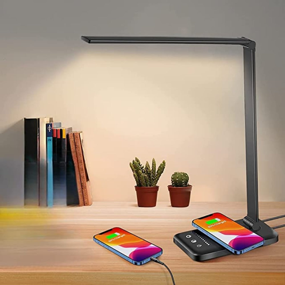 Lampe de Bureau LED Réglable - 5 Modes d'Éclairage avec Commande Tactile et Port de Charge USB