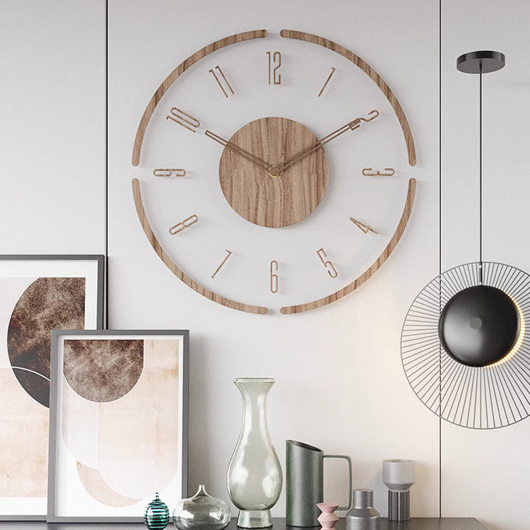 Horloge Murale Nordique - Horloge Effet Bois de Mouvement Silencieux