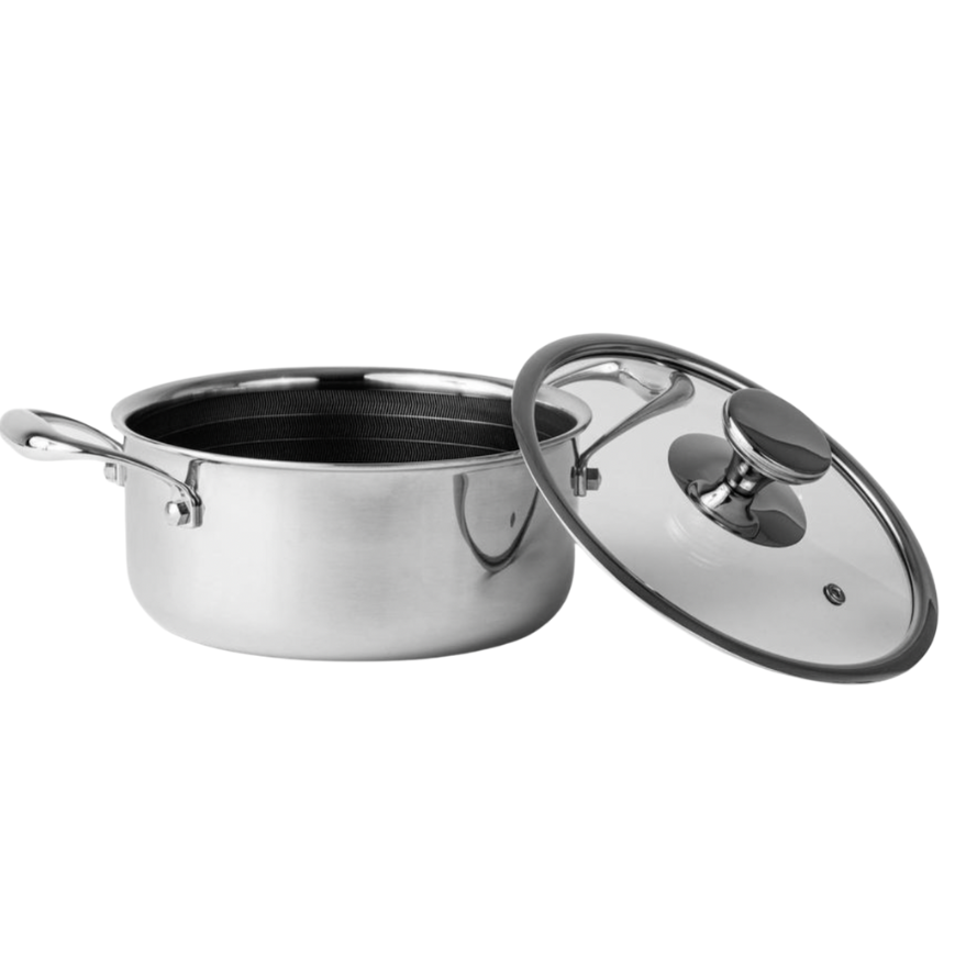 Casserole Hybride avec Couvercle 24 cm – Marmite Antiadhésive pour Usage Quotidien