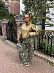 Jean Cargo Femme Camouflage - Taille Extensible et Coupe Normale pour Usage Quotidien