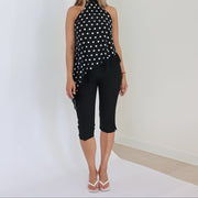 Pantalon Capri Femme Taille Haute - Mélange Nylon-Spandex Stretch avec Fentes Latérales