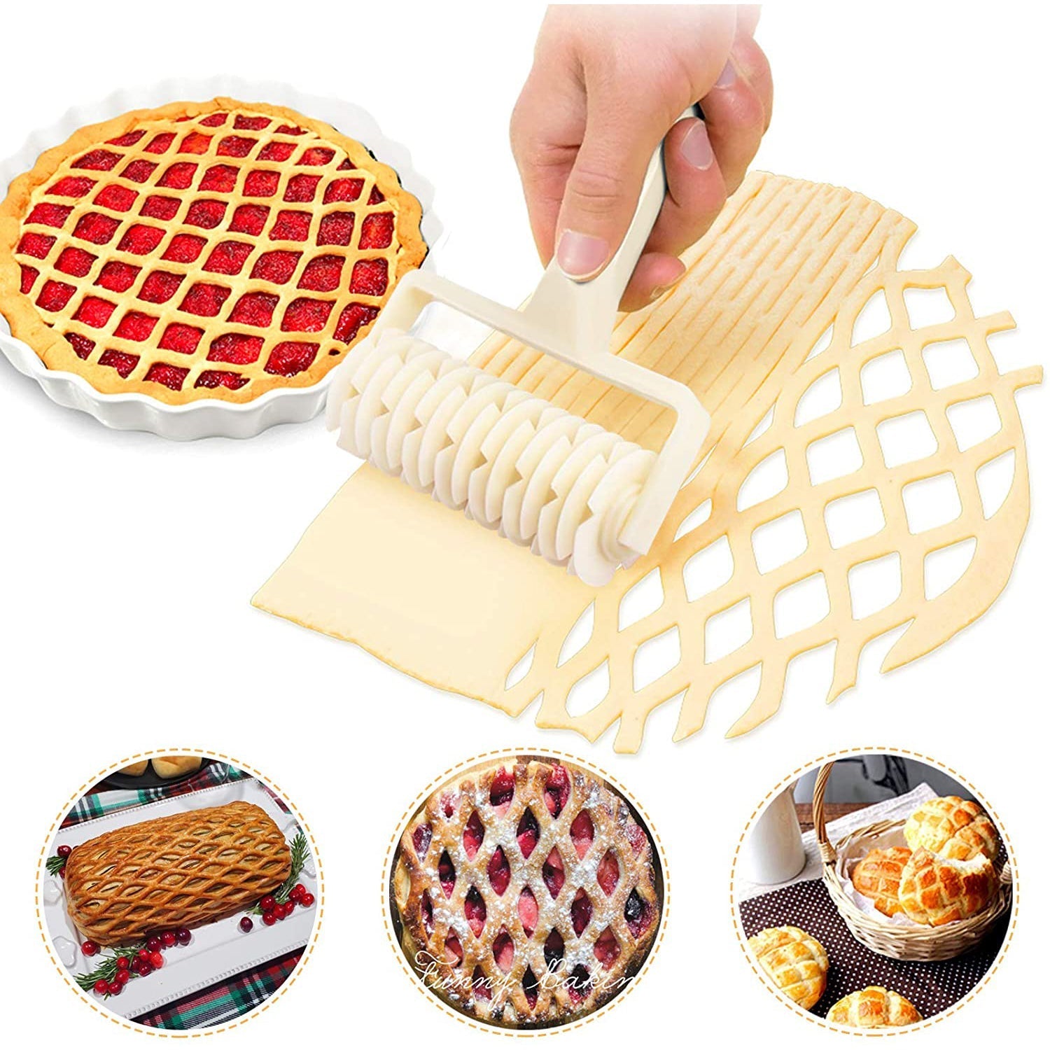 Rouleau Découpe-Pâte à Motif Treillis - Outil de Découpe pour Tartes et Pâtisseries