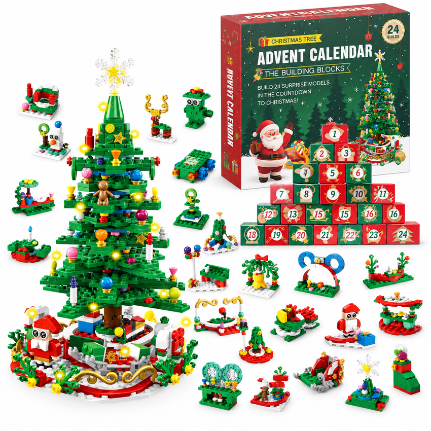 Calendrier de l'Avent en Blocs - Arbre de Noël LED sur 24 Jours