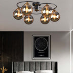Lampe de Plafond LED avec Abat-Jours en Verre - Luminaire 4, 6 ou 8 Lumières Compatible E27