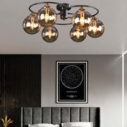 Lampe de Plafond LED avec Abat-Jours en Verre - Luminaire 4, 6 ou 8 Lumières Compatible E27
