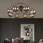 Lampe de Plafond LED avec Abat-Jours en Verre - Luminaire 4, 6 ou 8 Lumières Compatible E27