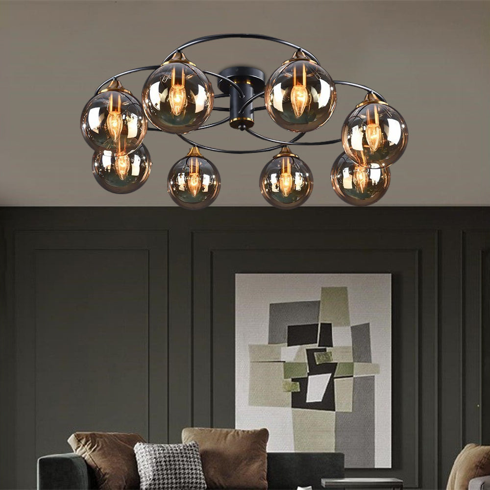 Lampe de Plafond LED avec Abat-Jours en Verre - Luminaire 4, 6 ou 8 Lumières Compatible E27