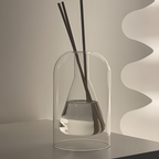 Diffuseur à Bâtonnets - Dôme en Verre Double avec Tiges en Rotin pour Parfum d'Intérieur