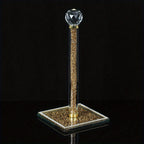 Porte-Rouleau de Cuisine sur Pied - Finition Dorée avec Décoration en Cristal