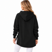 Hoodie Longline Femme - Coupe Oversized avec Épaules Tombantes et Fentes Latérales