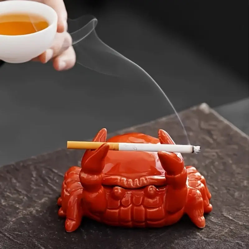 Cendrier en Céramique - Bol Décoratif en Forme de Crabe pour Usage de Table