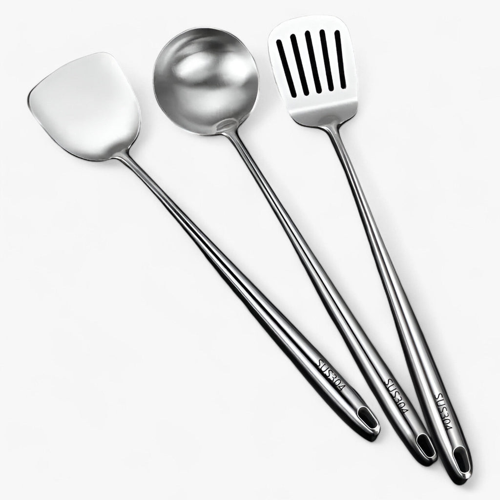 Ensemble d'Ustensiles de Cuisine en Acier Inoxydable - Ustensiles pour Cuisson et Service