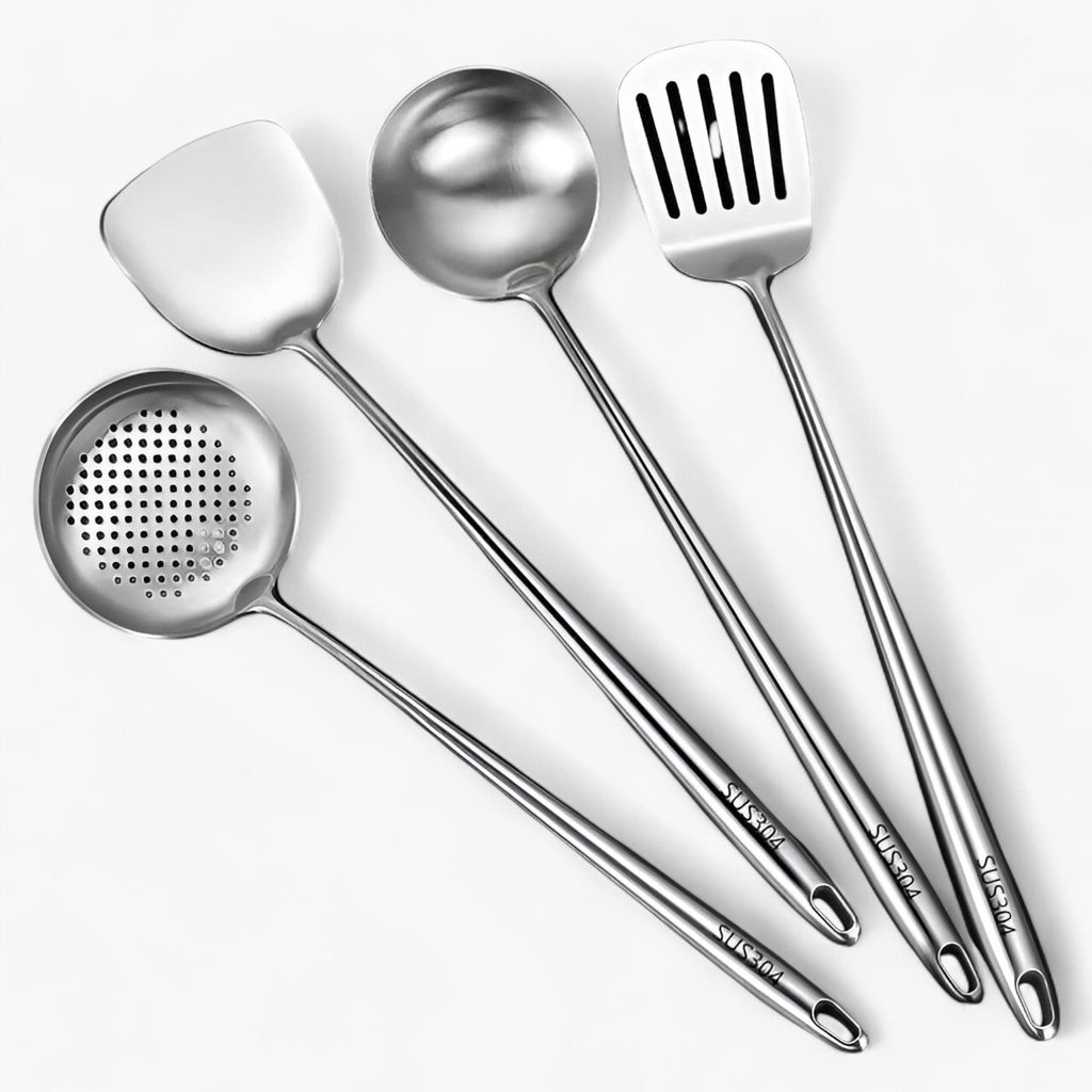Ensemble d'Ustensiles de Cuisine en Acier Inoxydable - Ustensiles pour Cuisson et Service