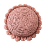 Coussin Décoratif Rond - Coussin en Polyester Tricoté avec Bordure à Pompons Doux