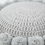 Coussin Décoratif Rond - Coussin en Polyester Tricoté avec Bordure à Pompons Doux