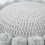 Coussin Décoratif Rond - Coussin en Polyester Tricoté avec Bordure à Pompons Doux