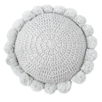 Coussin Décoratif Rond - Coussin en Polyester Tricoté avec Bordure à Pompons Doux