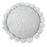 Coussin Décoratif Rond - Coussin en Polyester Tricoté avec Bordure à Pompons Doux