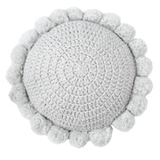 Coussin Décoratif Rond - Coussin en Polyester Tricoté avec Bordure à Pompons Doux