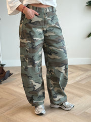 Jean Cargo Femme Camouflage - Taille Extensible et Coupe Normale pour Usage Quotidien