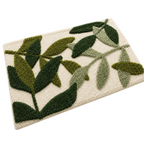 Tapis de Bain Absorbant - Motif Feuilles en Polyester avec Dos Antidérapant TPR