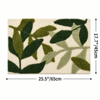 Tapis de Bain Absorbant - Motif Feuilles en Polyester avec Dos Antidérapant TPR