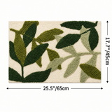 Tapis de Bain Absorbant - Motif Feuilles en Polyester avec Dos Antidérapant TPR