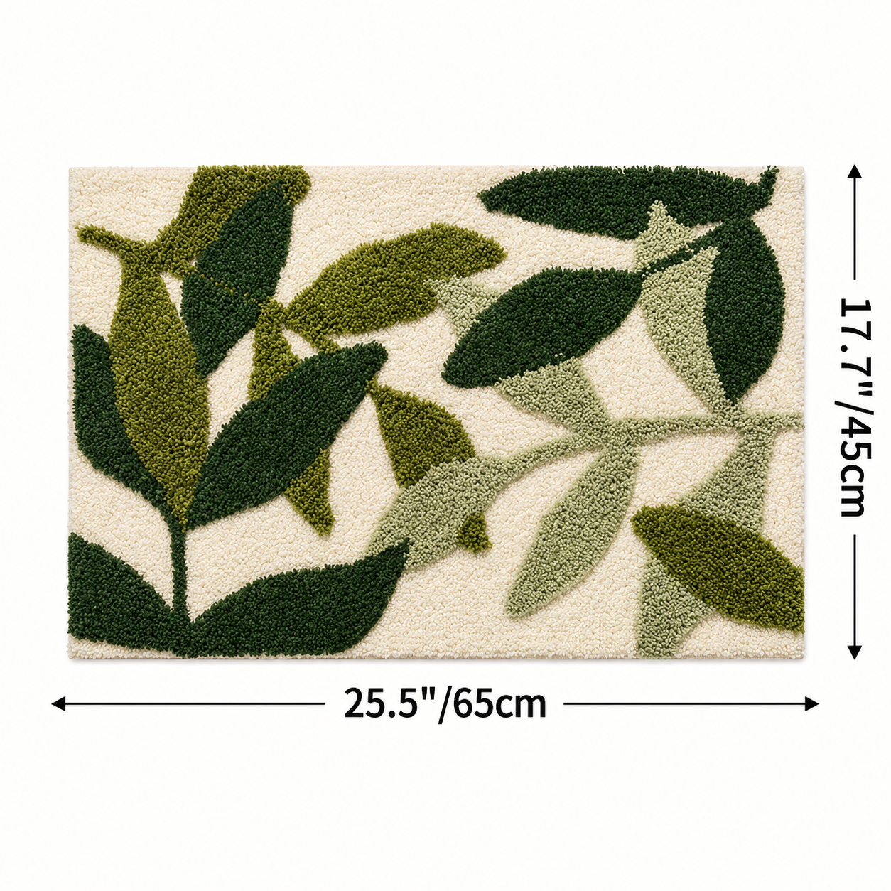 Tapis de Bain Absorbant - Motif Feuilles en Polyester avec Dos Antidérapant TPR