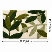 Tapis de Bain Absorbant - Motif Feuilles en Polyester avec Dos Antidérapant TPR
