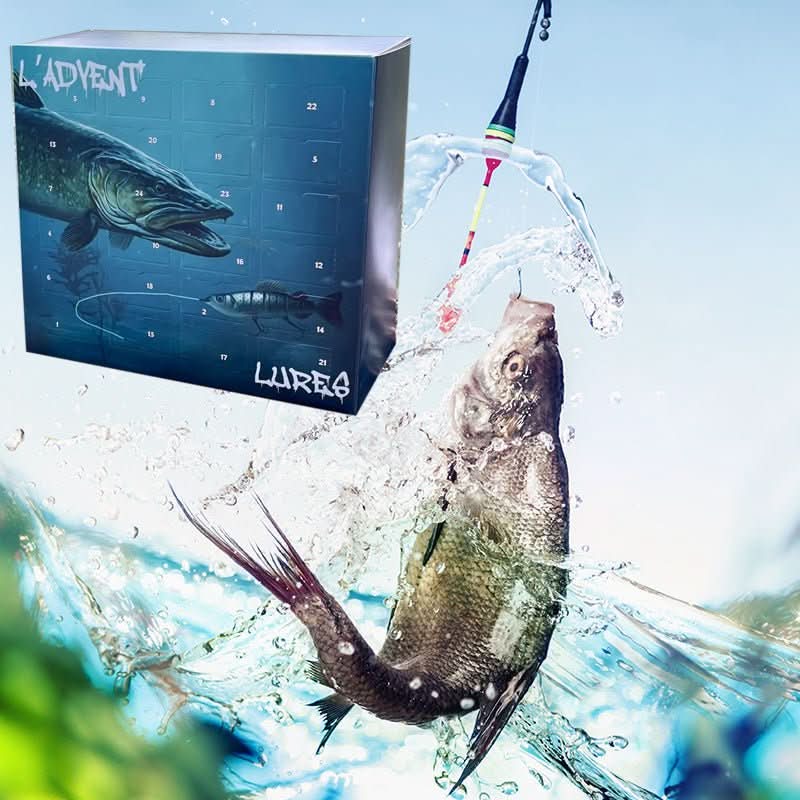 Calendrier de l'Avent avec Leurres de Pêche - 24 Leurres pour Eau Douce et Eau Salée