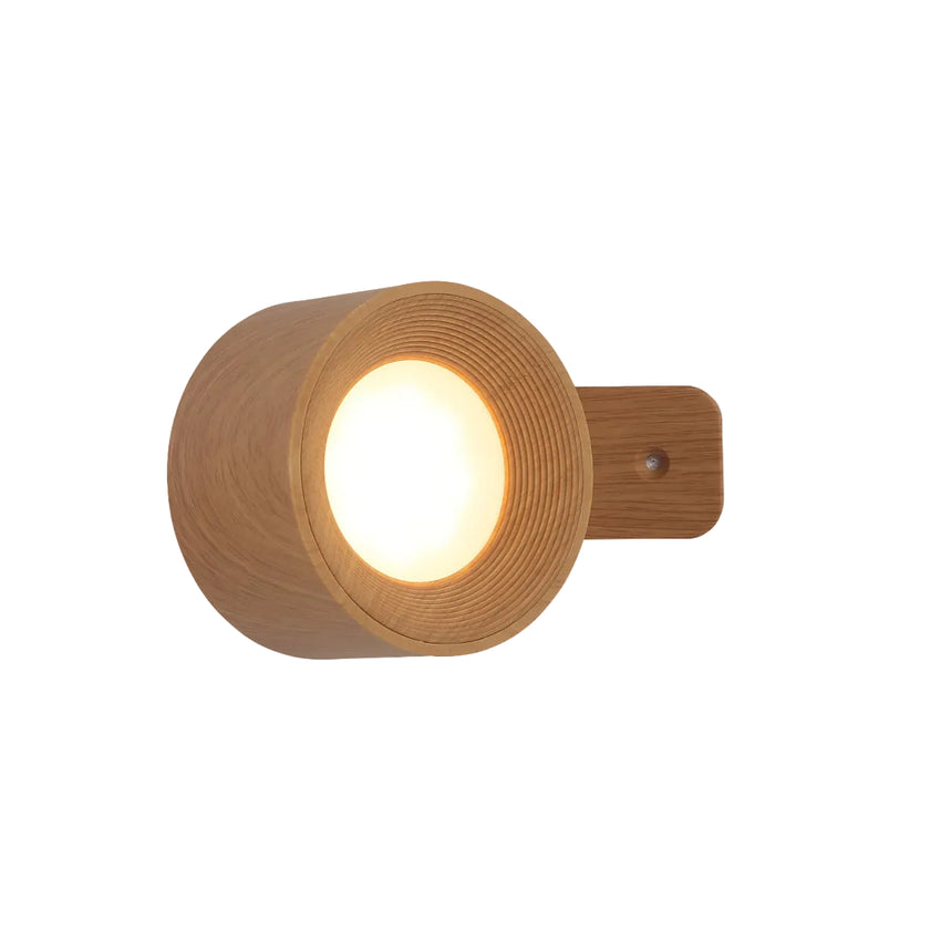 Applique Murale LED Rechargeable par USB - Corps Rond en ABS avec Abat-Jour Blanc