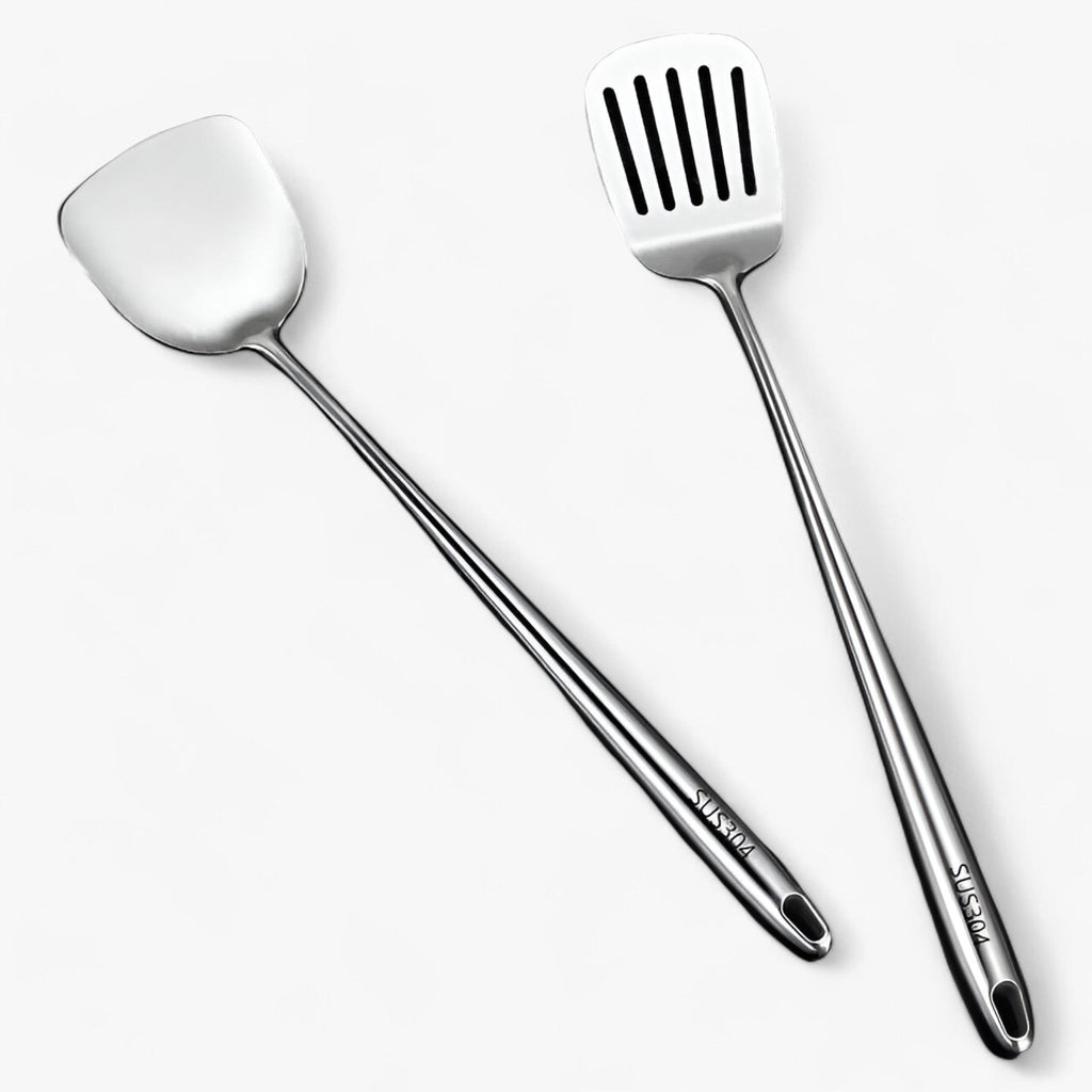 Ensemble d'Ustensiles de Cuisine en Acier Inoxydable - Ustensiles pour Cuisson et Service