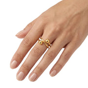Bague Ouverte Femme en Acier Inoxydable - Design Réglable Doré à Deux Boules