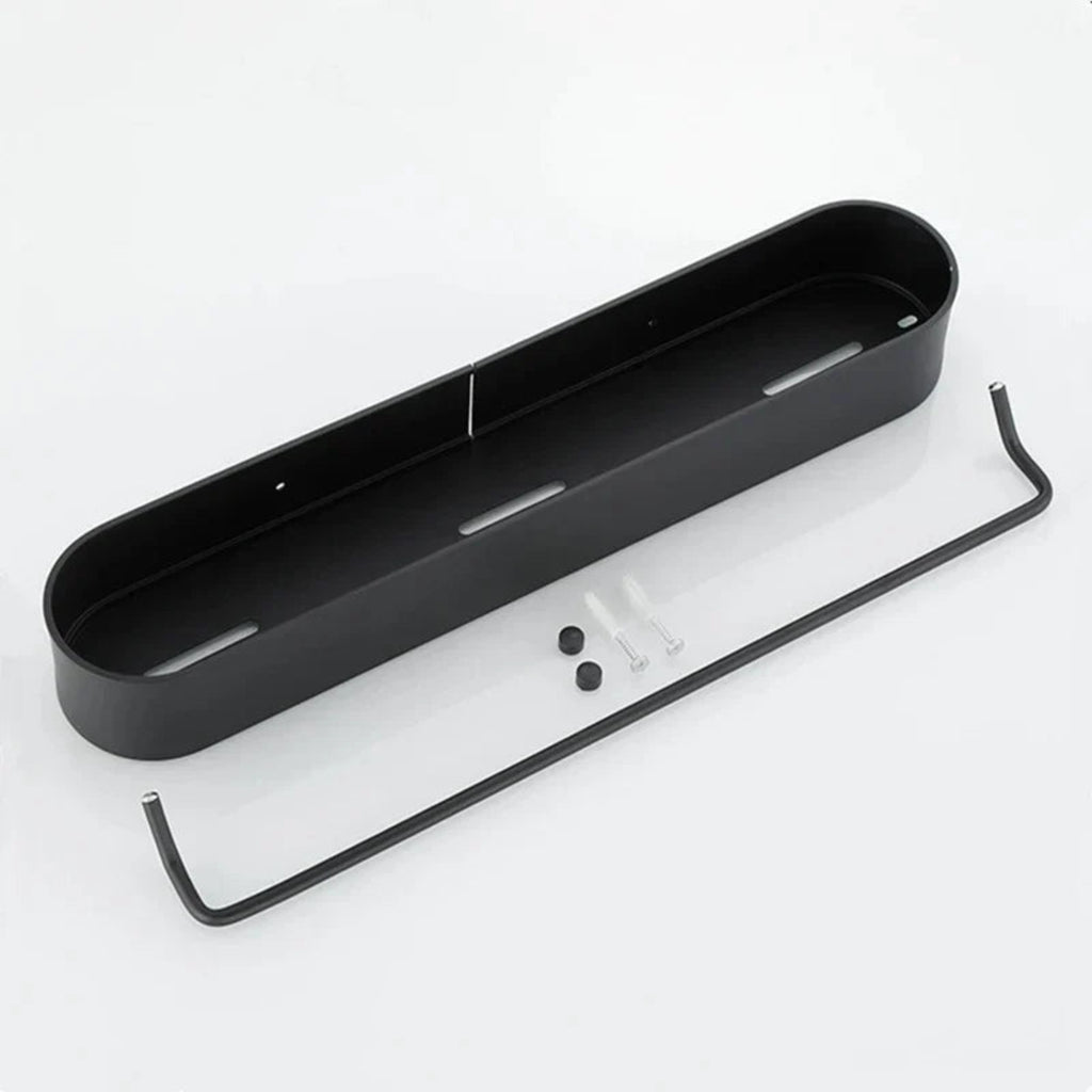Étagère Murale de Salle de Bain Noire - Panier de Douche en Acier Inoxydable avec Barre Porte-Serviettes