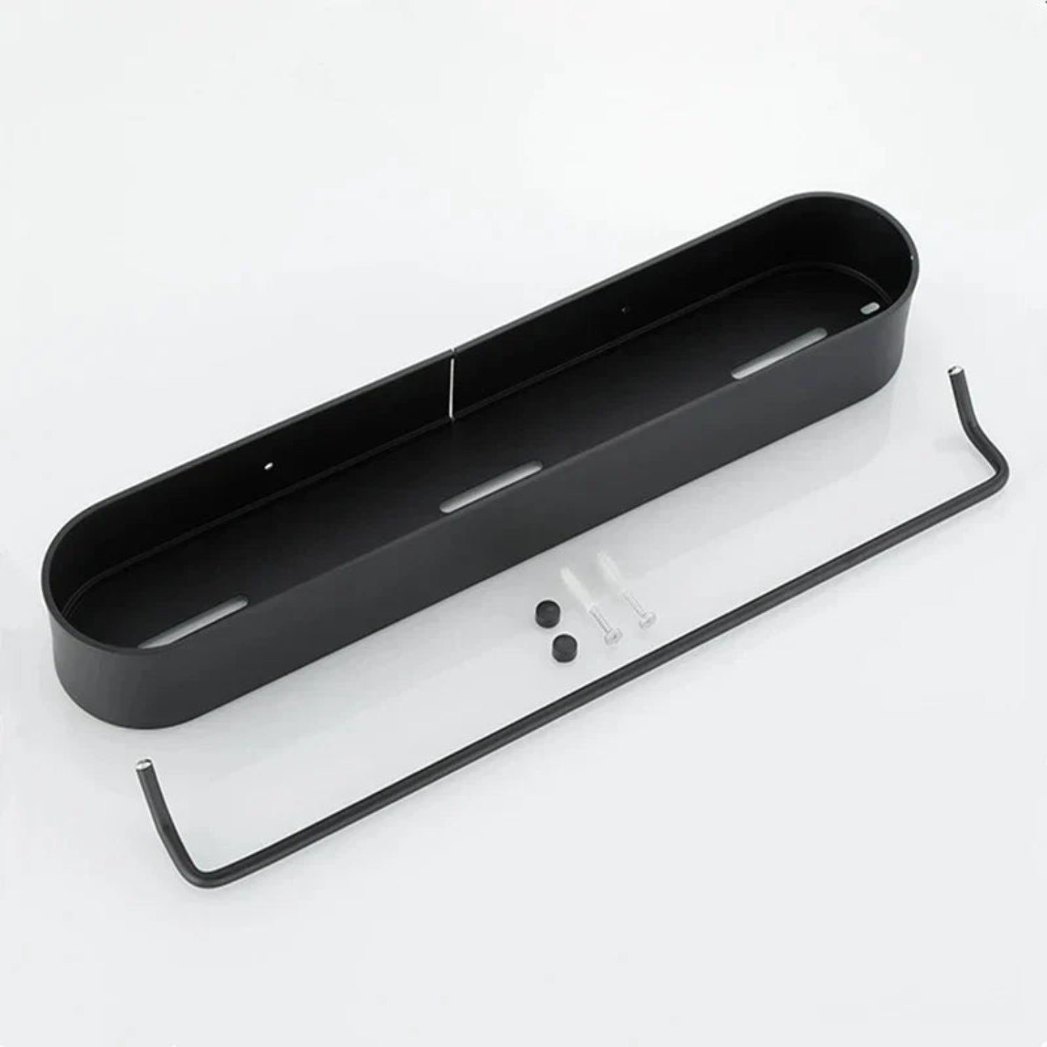Étagère Murale de Salle de Bain Noire - Panier de Douche en Acier Inoxydable avec Barre Porte-Serviettes