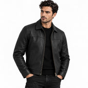 Blouson Biker Homme en Similicuir - Modèle Marron Zippé à Coupe Ajustée avec Poches et Doublure Douce