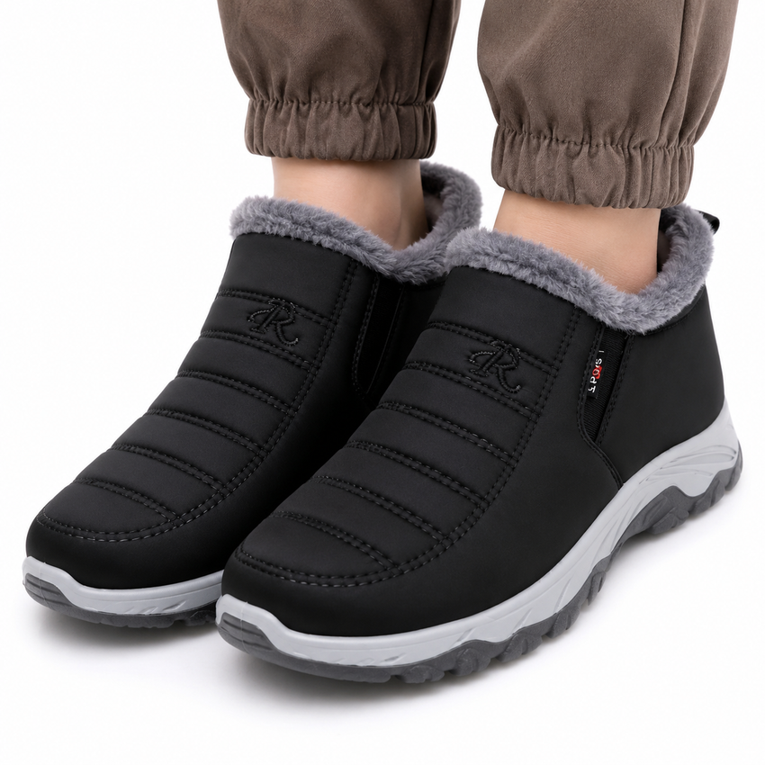 Bottes de Neige Courtes pour Femme - Design Slip-On Doublé en Polaire avec Extérieur Résistant à l'Eau