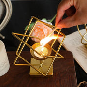 Bougeoir en Métal - Finition Dorée pour Table et Décoration Intérieure