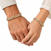 Bracelet Manchette Magnétique en Cuivre Tricolore - Motif Chevrons avec Bande Ouverte Réglable