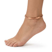 Bracelet de Cheville Femme en Cuivre - Manchette Ouverte Réglable avec Texture Martelée