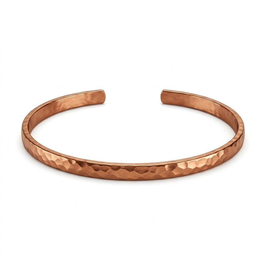 Bracelet de Cheville Femme en Cuivre - Manchette Ouverte Réglable avec Texture Martelée