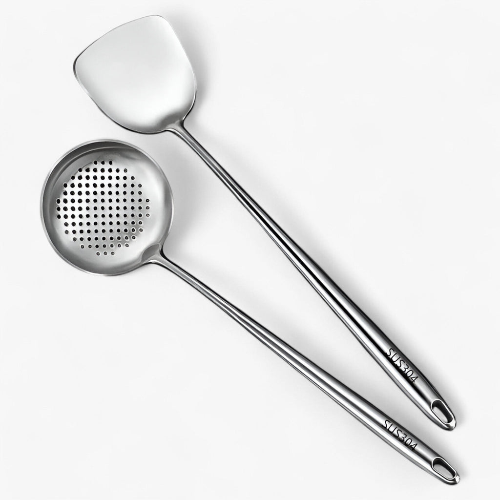 Ensemble d'Ustensiles de Cuisine en Acier Inoxydable - Ustensiles pour Cuisson et Service