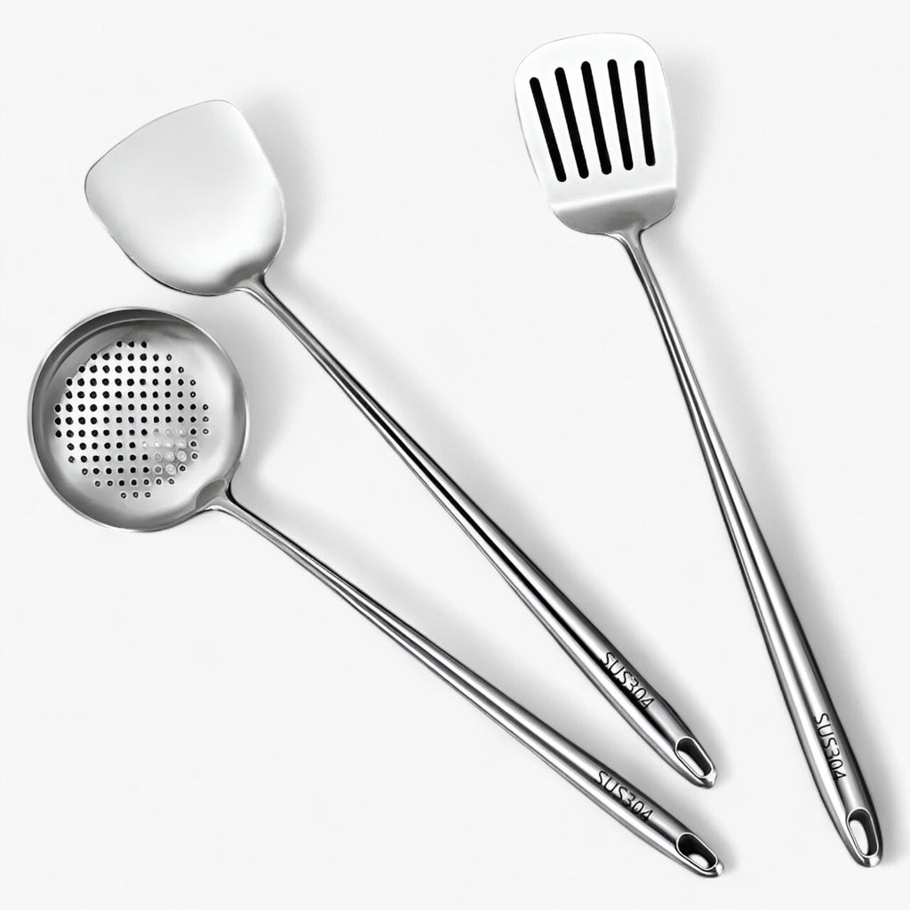 Ensemble d'Ustensiles de Cuisine en Acier Inoxydable - Ustensiles pour Cuisson et Service